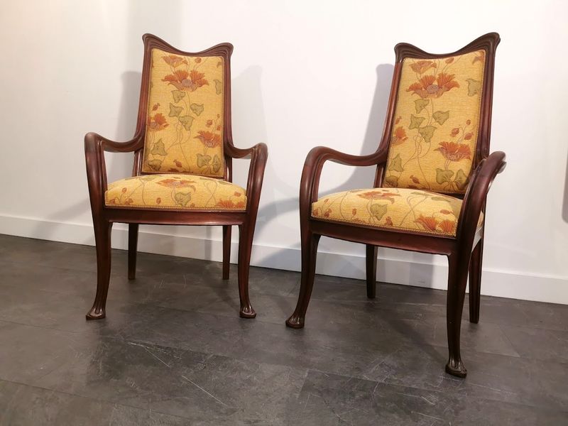 Majorelle Paire De Fauteuils "Aux Coups de Fouets"