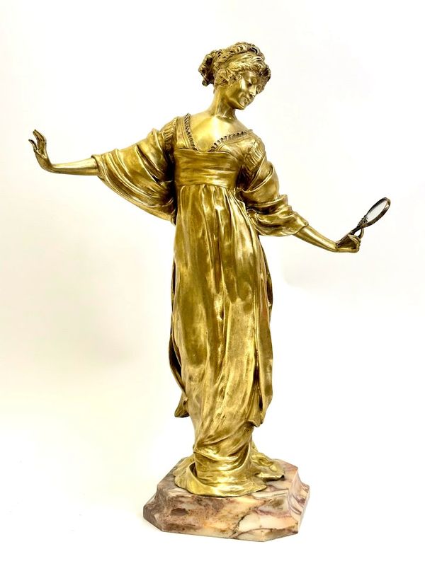 Paul Philippe Bronze Art Nouveau "Elégante au Miroir"