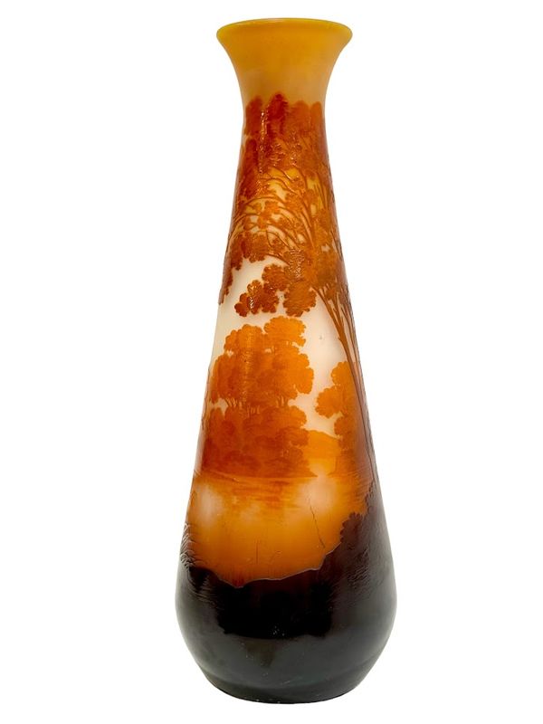 Emile Gallé Important Vase "Paysage Lacustre"