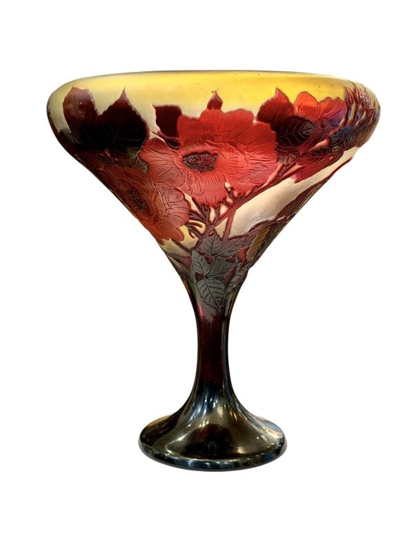 Emile Gallé Coupe "Roses Trémières"