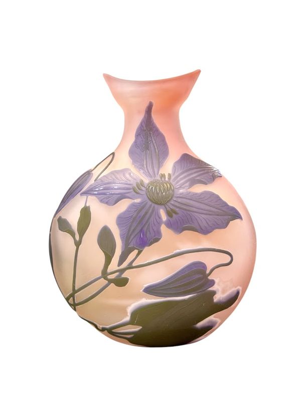 Emile Gallé Vase Gourde "Clématites"