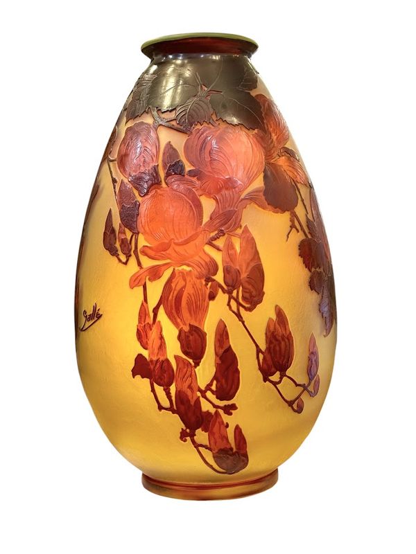 Emile Gallé Important Vase "Magnolias"
