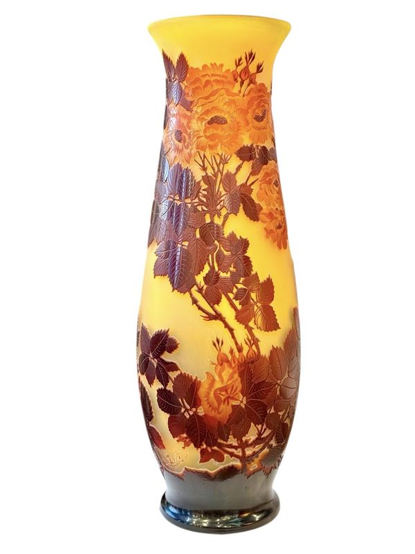 Emile Gallé Important Vase "Roses"